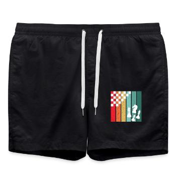 Retro Chess – A Chess Player's Colorful Passion - Swim Trunks - black - Front - AI Model Male 185 light (185cm)