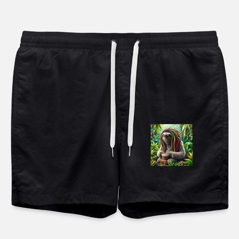 Rastaman Wanderer Sloth - Swim Trunks - black