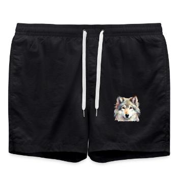 wolf - Badeshorts - Schwarz - Vorne - AI Model Male 185 light (185cm)