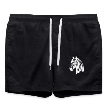 Vintage Pferdekopf Porträt Tattoo Style - Badeshorts - Schwarz - Vorne - AI Model Male 185 light (185cm)