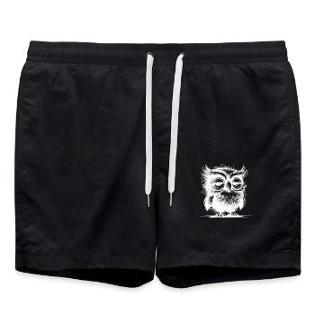 Morgenmuffel Eule mit Federn und Style - Badeshorts - Schwarz - Vorne - AI Model Male 185 light (185cm)