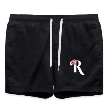 Lettre r fleurs minimalistes - Short de bain - noir - Devant - AI Model Male 185 light (185cm)