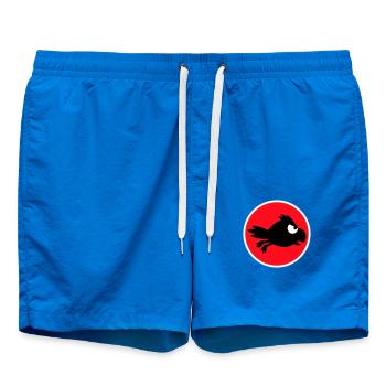 Rabe Vogel fliegt schnel lustig Comic Humor Logo - Badeshorts - Cobalt blue - Vorne