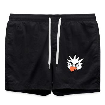 White Parrot Bird Peeps Nasty Cool Serious Comic - Swim Trunks - black - Front - AI Model Male 185 light (185cm)