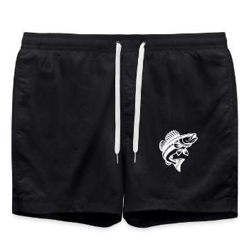 Jumping Zander Fish Classic Angler Motif - Swim Trunks - black - Front - AI Model Male 185 light (185cm)