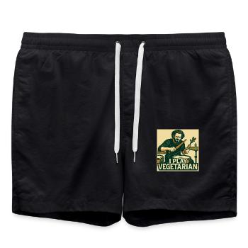 Drums I play vegetarian - Badeshorts - Schwarz - Vorne - AI Model Male 185 light (185cm)