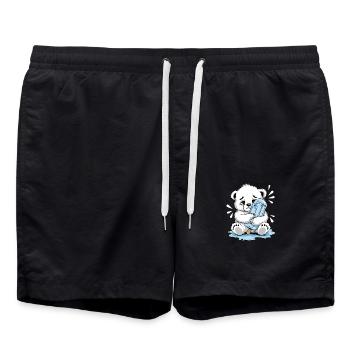 Schmelzen dahin – Trauriges Eisbärenjunges - Badeshorts - Schwarz - Vorne - AI Model Male 185 light (185cm)