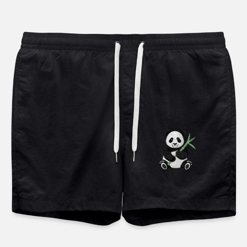 Panda Brodé - Short de bain - noir