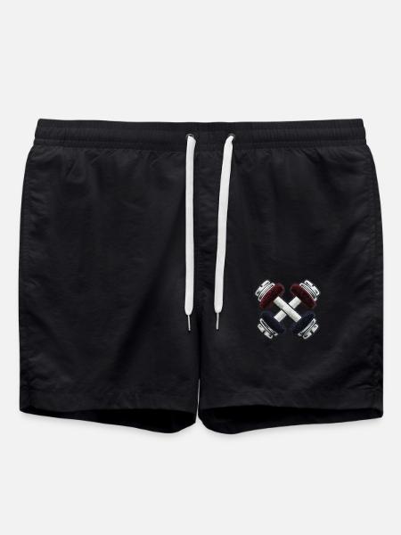 Bestickte stumme Glocken - Badeshorts - Schwarz