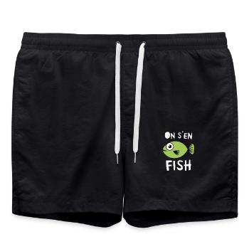 poisson on s'en fish - Short de bain - noir - Devant - AI Model Male 185 light (185cm)