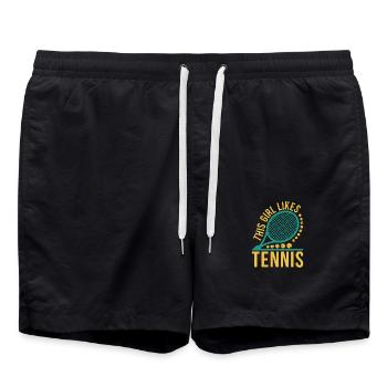 Tennis Hobby Sport Tennisspieler Tennis Lover - Badeshorts - Schwarz - Vorne - AI Model Male 185 light (185cm)