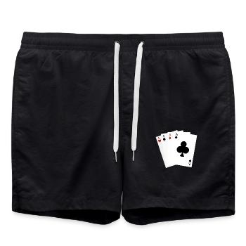 Ass-Spielkarten - Badeshorts - Schwarz - Vorne - AI Model Male 185 light (185cm)