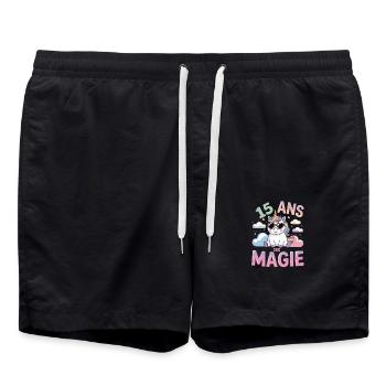15 ans de magie - Short de bain - noir - Devant - AI Model Male 185 light (185cm)