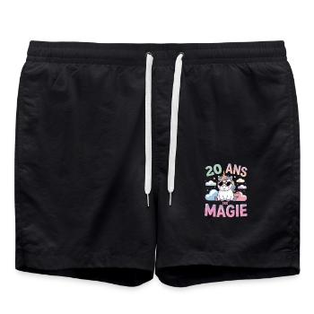 20 ans de magie - Short de bain - noir - Devant - AI Model Male 185 light (185cm)