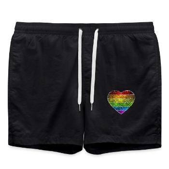 Kosmisches Regenbogenherz - Badeshorts - Schwarz - Vorne - AI Model Male 185 light (185cm)