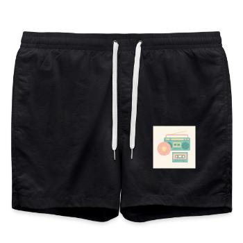80er Jahre Musik - Badeshorts - Schwarz - Vorne - AI Model Male 185 light (185cm)