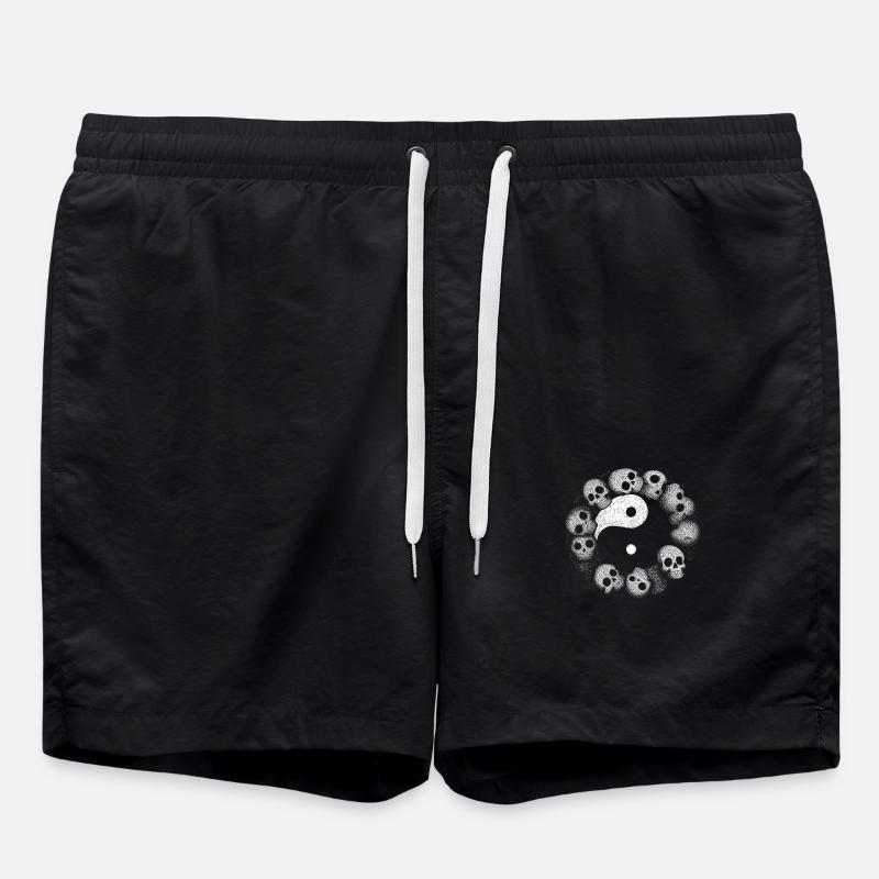 Yin Yang Skull - Swim Trunks - black