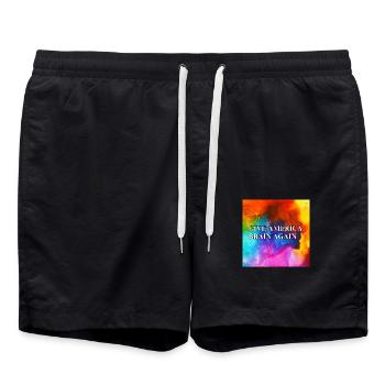 Give America Brain Again - buntes Design colorful - Badeshorts - Schwarz - Vorne - AI Model Male 185 light (185cm)