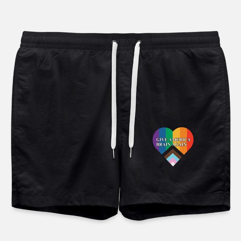 Give America Brian Again Pride Flag Heart - Badeshorts - Schwarz