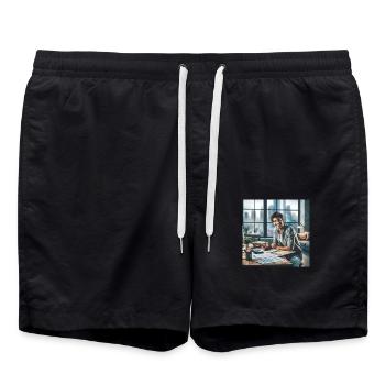 happy Accountant - Swim Trunks - black - Front - AI Model Male 185 light (185cm)