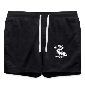 Funny raven with big eyes and big beak - Swim Trunks - black - Front - AI Model Male 185 light (185cm)