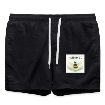 Hummel – Stylisches Naturmotiv für alle Bienenfreu - Badeshorts - Schwarz - Vorne - AI Model Male 185 light (185cm)