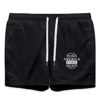 Make America POPE again - blue stars - Badeshorts - Schwarz - Vorne - AI Model Male 185 light (185cm)
