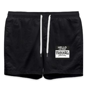 Fribourg Graffiti Sticker - Badeshorts - Schwarz - Vorne - AI Model Male 185 light (185cm)