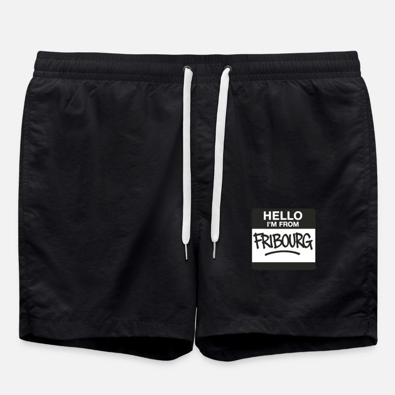 Fribourg Graffiti Sticker - Badeshorts - Schwarz