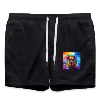 Capybara, capybara, graffiti, peinture, coloré - Short de bain - noir - Devant - AI Model Male 185 light (185cm)