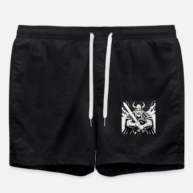 Mächtiger Wikinger-Krieger Version 3 - Badeshorts - Schwarz