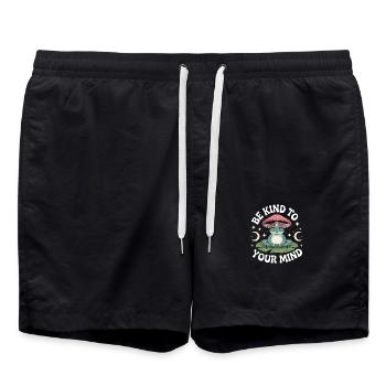 Be kind to your mind self talk Mental Health - Swim Trunks - black - Front - AI Model Male 185 light (185cm)