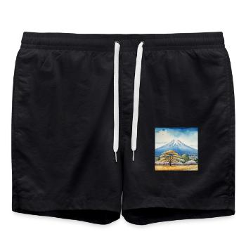 Vue printanière du Fuji - Short de bain - noir - Devant - AI Model Male 185 light (185cm)