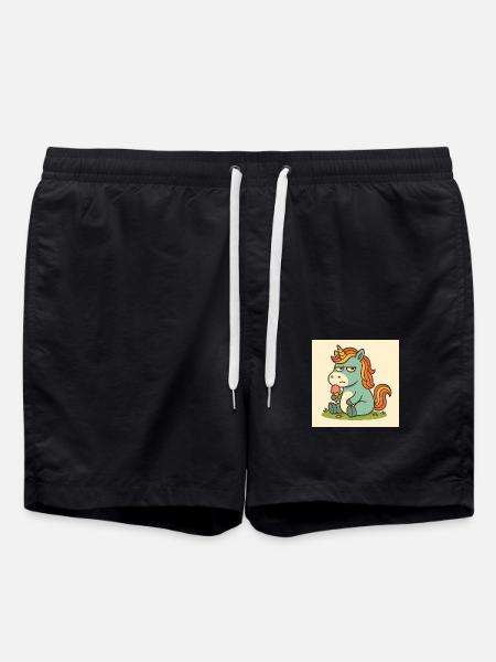 Einhorn - Badeshorts - Schwarz