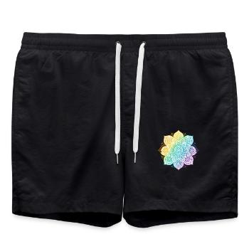 Un design de t-shirt affiche un mandala dans un ra vif - Short de bain - noir - Devant - AI Model Male 185 light (185cm)