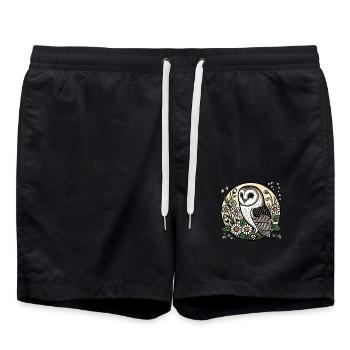 Vintage Schleiereule - Badeshorts - Schwarz - Vorne - AI Model Male 185 light (185cm)