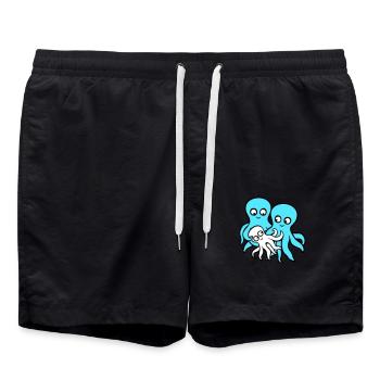 Oktopus Mama Papa Kind Baby Mutter Vater Familie - Badeshorts - Schwarz - Vorne - AI Model Male 185 light (185cm)