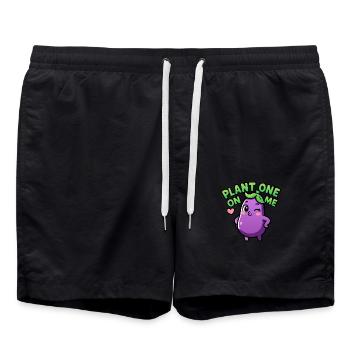 Jeu de mots sur l’aubergine Kawaii Chibi – Plant One On Me Funny - Short de bain - noir - Devant - AI Model Male 185 light (185cm)