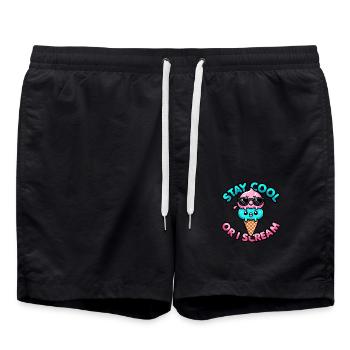 Kawaii Frozen Treat – Bleib cool oder ich schreie - Badeshorts - Schwarz - Vorne - AI Model Male 185 light (185cm)