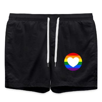 Cœur arc-en-ciel LGBTQ - Short de bain - noir - Devant - AI Model Male 185 light (185cm)