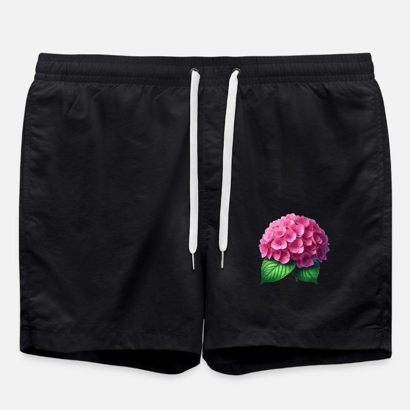 Hortensie rosa - Badeshorts - Schwarz