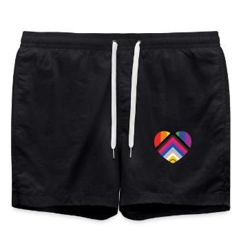 intersex inclusive progress pride heart - Swim Trunks - black - Front - AI Model Male 185 light (185cm)
