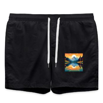 Artistic Sunset Landscape: Bold Nature Design - Swim Trunks - black - Front - AI Model Male 185 light (185cm)
