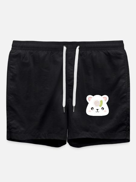 Kawaii Sushi Bear Onigiri - Swim Trunks - black