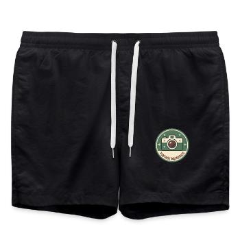Filmkamera - Badeshorts - Schwarz - Vorne - AI Model Male 185 light (185cm)