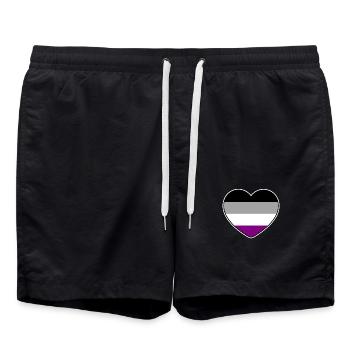 Herz in den Farben der asexuellen Flagge - Badeshorts - Schwarz - Vorne - AI Model Male 185 light (185cm)