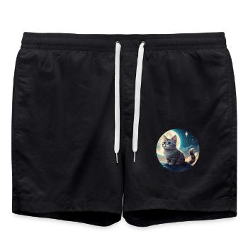 Katzenliebe Cat Kitty Lustig & Süß für Katzenfans - Badeshorts - Schwarz - Vorne - AI Model Male 185 light (185cm)
