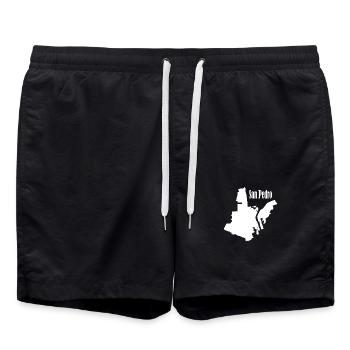 San pedro L.A. white - Swim Trunks - black - Front - AI Model Male 185 light (185cm)