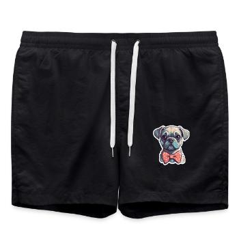 Un chien mignon portant un nœud papillon - Short de bain - noir - Devant - AI Model Male 185 light (185cm)