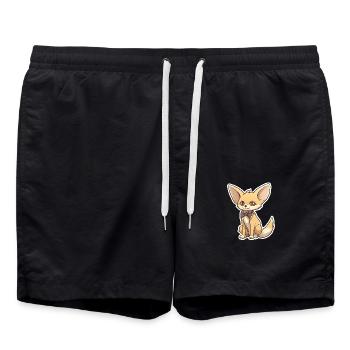 A cute fennec fox wearing a bowtie - Swim Trunks - black - Front - AI Model Male 185 light (185cm)